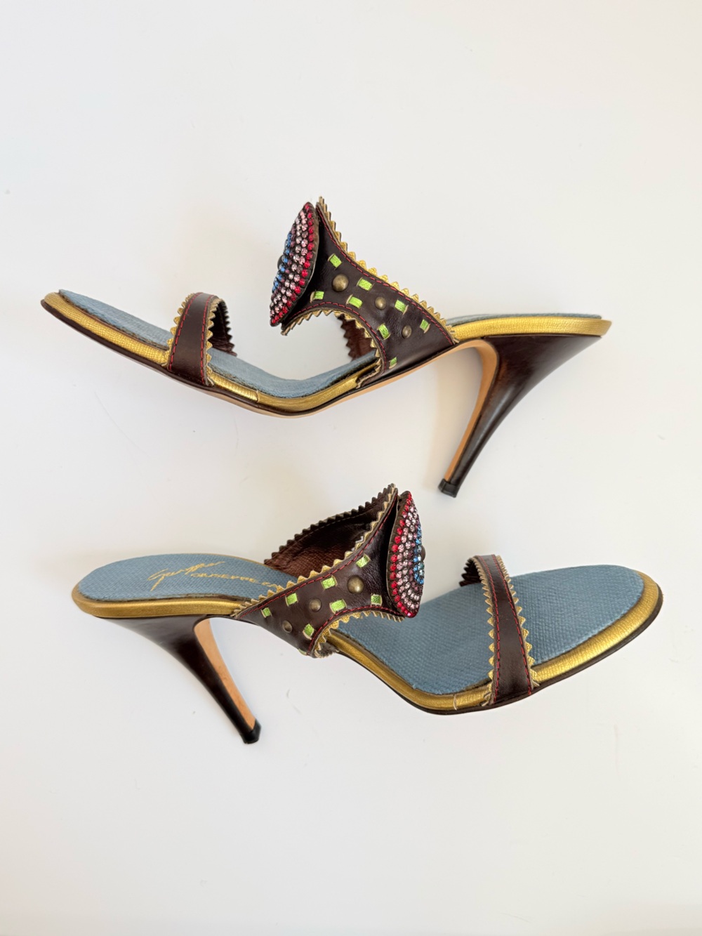 Giuseppe Zanotti “Nikki” for Vicini Multicolor Crystal Medallion Mule Heels EU39 - Picture 4 of 8